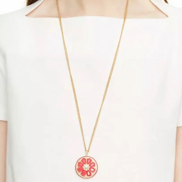 $98 Kate Spade Out Of Office Crystal Grapefruit Long Pendant Necklace - Picture 3 of 6